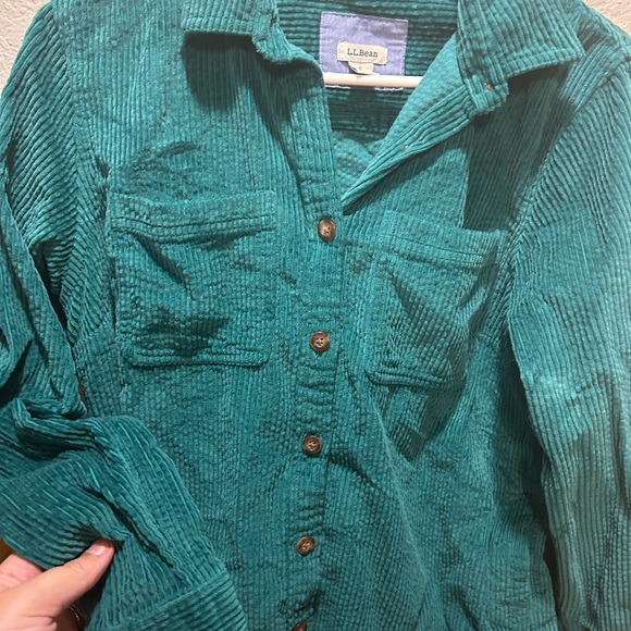 L.L. Bean Emerald Corduroy Button-Up - Picture 1 of 5